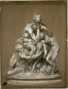 Studera för skulpturen "Ugolino och hans barn" av Jean Baptiste Carpeaux