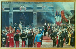 Funerailles de Louis Pasteur, 5 oktober ... (målning på duk) av Jean-Baptiste Edouard Detaille