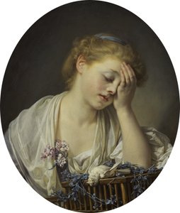 En flicka med en död kanariefågel av Jean-Baptiste Greuze