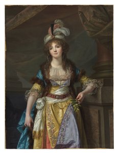 Porträtt av en dam i turkisk dräkt av Jean-Baptiste Greuze