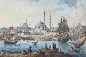 Yeni-moskén och hamnen i Istanbul