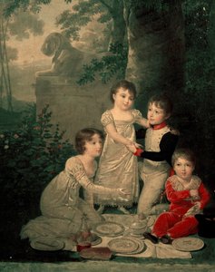 Fyra barn till Joachim Murat och Caroline Bonaparte (från vänster, Letizia