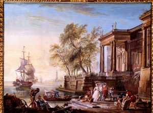 Marin vid solnedgången Målning av Jean Baptiste Lallemand (Lallemant) (1710-1803) 1700-talets Dijon, Musee des Beaux Arts.