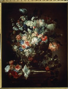 ""Blommor"" (Blommor). Fortfarande liv. Målning av Jean Baptiste (Jean-Baptiste) Monnoyer (1636-1699). Olja på duk. Fransk konst, barockstil. Pushkin Museum of Fine Arts, Moskva av Jean Baptiste Monnoyer