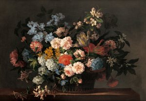 Stilleben med korg av blommor av Jean-Baptiste Monnoyer