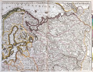Karta över Moskva (Ryssland), kungariket Sverige, de baltiska provinserna och en del av Polen (etsning