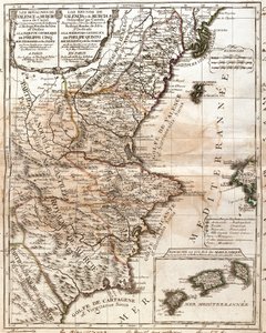 Karta över kungariket Valencia och Murcia (Spanien) (gravyr av Jean Baptiste Nolin