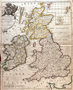 Karta över kungadömena England, Skottland och Irland (Storbritannien) (gravyr
