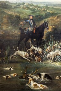 Ludvig XV jagar hjortar i skogen Saint-Germain,1730 (olja på duk)