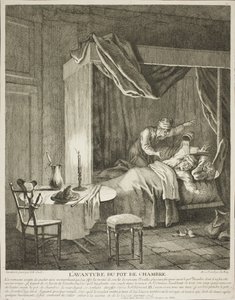 Äventyret med krukan i kammaren, plansch fyra ur Scènes du Roman Comique
