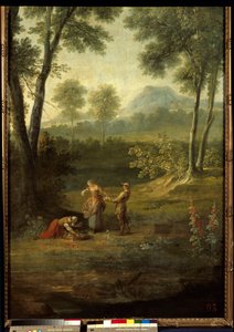 De fem sinnena: "" lukten"" Detalj av en dekorativ panel av Jean Baptiste Oudry (1686-1755) 1749 Versailles, musee du chateau. av Jean Baptiste Oudry