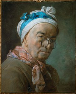 Självporträtt av Chardin med pince-nez ...