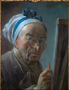 Självporträtt av Chardin med pince-nez ...