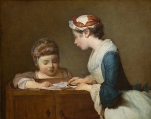 The Little Schoolmistress, efter 1740 (olja på duk) av Jean Baptiste Simeon Chardin