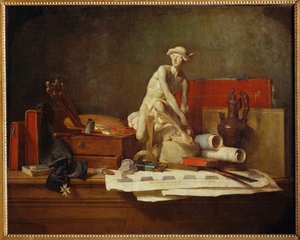 Konstnärernas egenskaper och belöningar (målning på duk) av Jean-Baptiste Simeon Chardin