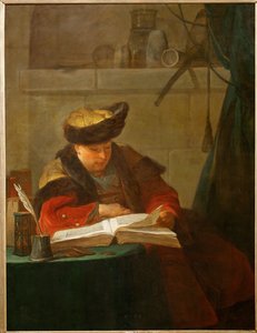 Un chimiste dans son laboratoire, dit aussi un philosophe occupee de sa lecture - en kemist i sitt laboratorium ...
