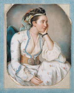 En kvinna i turkisk klänning av Jean Étienne Liotard