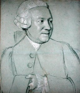 Porträtt av en man som håller en bok (svart, vit och röd krita på papper) av Jean Étienne Liotard