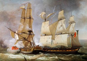 Sjöstrid mellan den franska korvetten "" La Bayonnaise"" och den engelska fregatten "" L