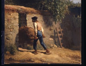 Bonde med skottkärra (olja på duk) av Jean Francois Millet