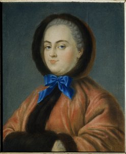 Vinter. Porträtt av prinsessan Daria Alexeyevna Golitsyna (1724-1798). (Vinterporträtt av prinsessan Daria Alexeyevna Golitsyna). Verk av Jean Francois Samsois (aktivt i mitten av 1700-talet), pastell på kartong av Jean Francois Samsois