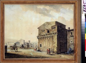 Rom, Pontius Pilatus hus (10 f.Kr.-39 e.Kr.) (Rom, Pontius Pilatus hus). Målning av Jean Francois Thomas de Thomon (1754-1813). Akvarell och tusch på papper, 36,7 x 46,6 cm