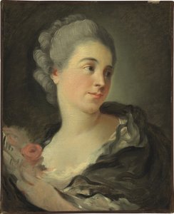 Porträtt av Marie Therese Colombe - Målning av Jean Honore Fragonard (1732-1806), olja på duk, 49x40 cm - (Porträtt av Marie-Therese Colombe, Olja på duk av Jean-Honore Fragonard) - Privat samling av Jean Honore Fragonard