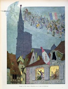 Claude Joseph Rouget de Lisle (1760-1836) sjunger Marseillaise hemma hos Dietrich, Strasbourgs borgmästare, den 26 april 1792, illustration från 