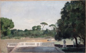 Trädgårdarna i Villa Borghese sett från Villa Medici i Rom, mellan 1859 och 1860 (olja)