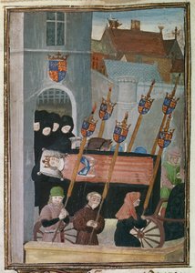 Jean Froissart, Chronicles ("Harley Froissart") av Froissart, Jean. Richard II:s begravning, Leipzig; stuttgart
