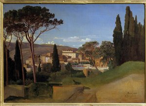 Vy över en romersk villamålning av Achilles J. Benouville (1815-1891) 1844 Sön. 0,51 x 0,72 m Paris, musee d