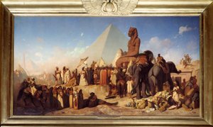 Cambyse och Psammenite. Möte mellan Cambyse II, Rouenidernas kung av Persiska riket från 529 till 522 f.Kr.