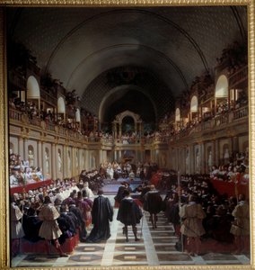 Generalstaterna i Paris 27 oktober 1614 Sammankomsten hölls i Louvren, kung Ludvig XIII presiderade över den tillsammans med sin mor Marie de Medicis. Målning av Jean Alaux (1786-1864), dit le Romain