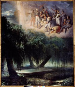 S:ta Helenes grav: allegori till begravningen av Napoleon. Målning av Jean Alaux kallad romaren (1786-1864)