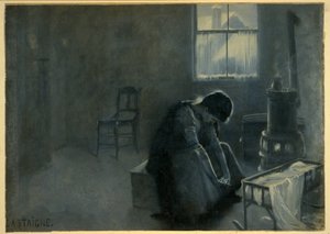 Det har varit en hård vinter, pub. 1893 (färglitografi) av Jean Alexandre Michel Andre Castaigne