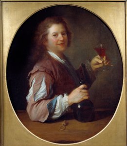 Porträtt av konstnären i drinker Målning av Jean Alexis Grimou (1680-1740) 1724 Sön. 1x0,85 m