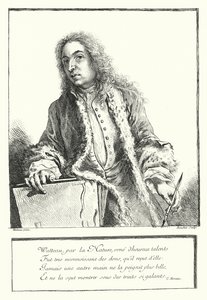 Självporträtt av den franske konstnären Antoine Watteau (gravyr) av Jean Antoine (after) Watteau
