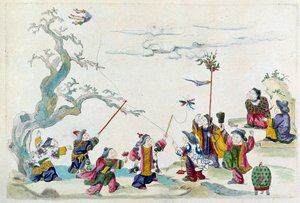 Ritning från en kinesisk vas: fest. Målning av Jean Antoine Fraisse (1700-talet)