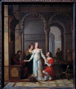 Åsneskinn Illustration av berättelsen av Charles Perrault (1628-1703) med samma namn som representerar den unga prinsessan i palatset till hennes far som är kär i henne. Målning av Jean Antoine Laurent (1763-1832) 1819 sön. 0,55x0,45 m Bourg en Bresse, mus