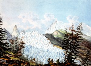 Vy över lavinen i Ishavet, ca 1800 (gravyr )
