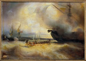 Kung Louis Philippe I och kungafamiljen i hamnen i Cherbourg den 3 september av Jean Antoine Theodore Gudin