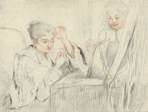 Rosalba Carriera (?) på sin toalett av Jean Antoine Watteau (possibly)