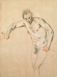 En satyr häller vin, ca 1716 (krita på papper)
