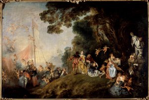 Ombordstigning till Cythere Island. Målning av Jean Antoine Watteau (1684-1721) av Jean Antoine Watteau