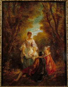 Karaktärer i en park Målning av Jean Antoine Watteau (1684-1721) 1700-talet av Jean Antoine Watteau