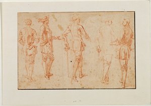 Fünf stehende Männer von Jean-Antoine Watteau