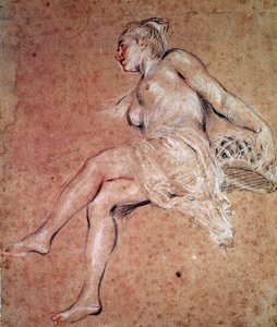 Flora Allegory av sommaren. Blod och svart penna av Jean Antoine Watteau av Jean Antoine Watteau