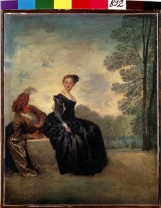 The boudeuse (En nyckfull kvinna). Målning av Jean Antoine Watteau (1684-1721). Olja på duk, 42 ​​x 34 cm av Jean Antoine Watteau