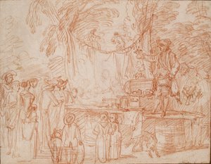 Quacksalber verkauft seine Waren im Freien, ca. 1700-1720 von Jean Antoine Watteau