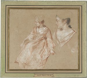 Studien einer sitzenden Frau und ein Detail ihres Kopfes und ihrer Schultern